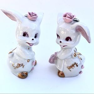 🐇💐 Adorable Vintage Bunny S&P Shakers Japan